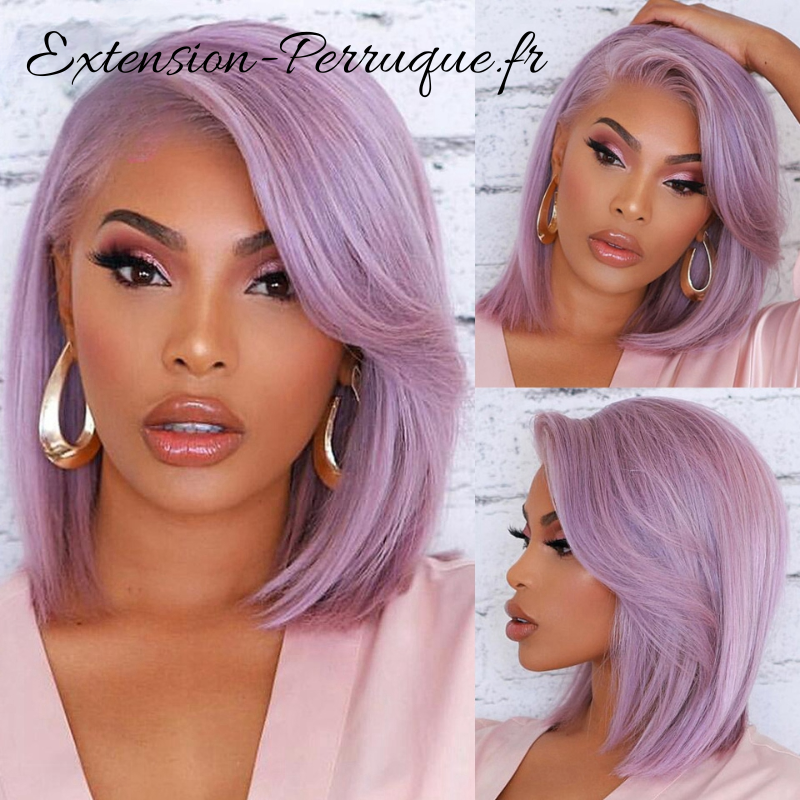 Perruque naturelle courte violet clair