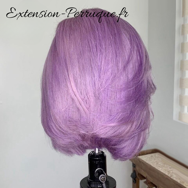 Perruque naturelle élégante style dame violet clair