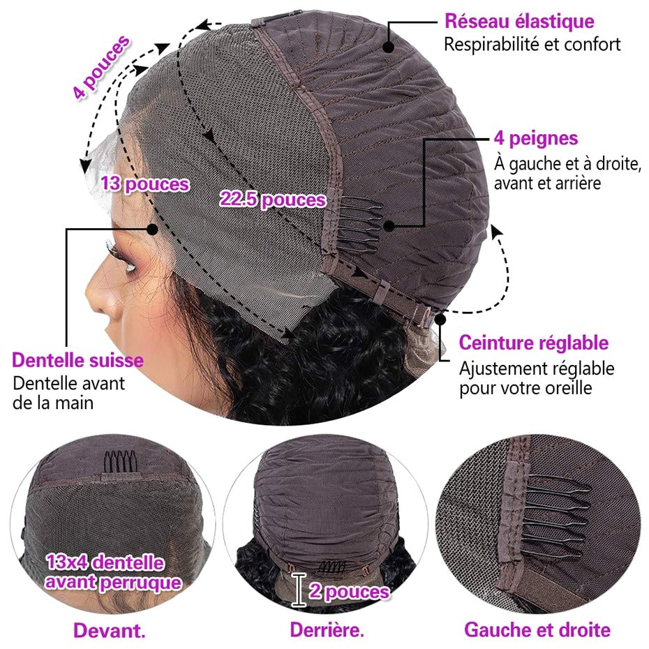 Perruque bleu ciel naturelle cheveux lisse