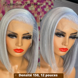 Perruque Coupe Bob droite courte gris argenté
