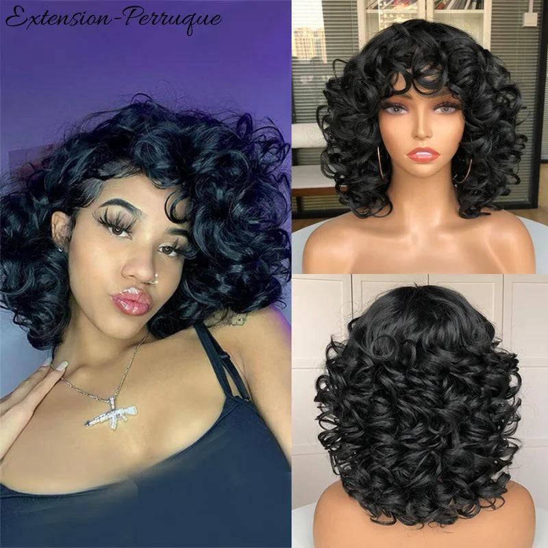 perruque courte afro curly