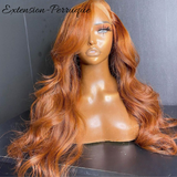 Perruque sans colle naturelle roux orange foncé