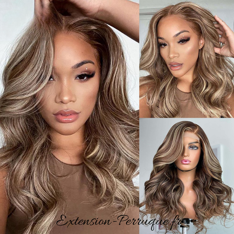 Perruque naturelle marron Highlight