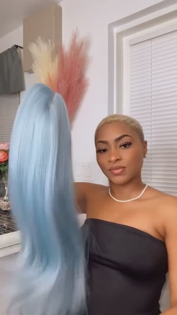 perruque bleu ciel