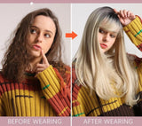 Perruque blond platine longue synthétique