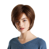 Perruque marron court en cheveux synthétiques