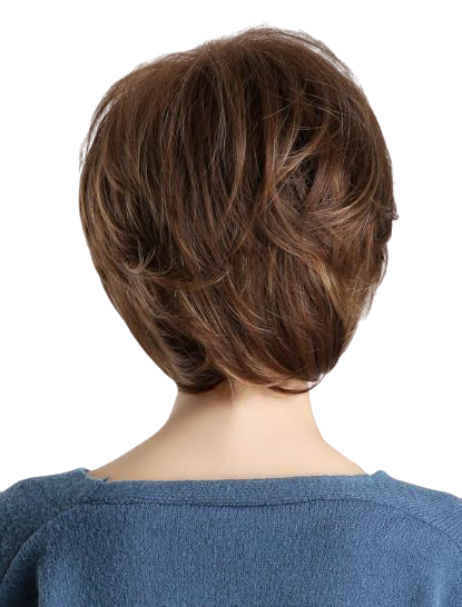 Perruque marron court en cheveux synthétiques