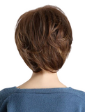Perruque marron court en cheveux synthétiques
