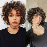 Perruque style bob à range avec des mèches bouclées