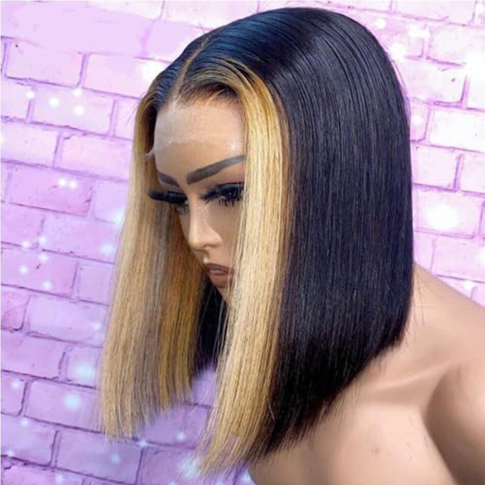 perruque noir meche blonde