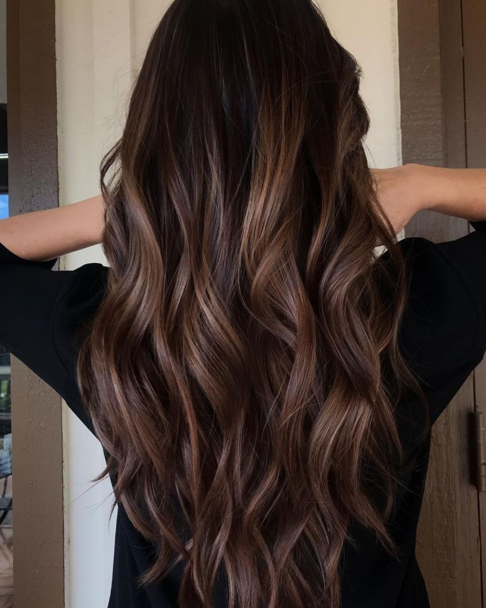 Extensions cheveux châtain balayage miel à clips naturelles 50 cm