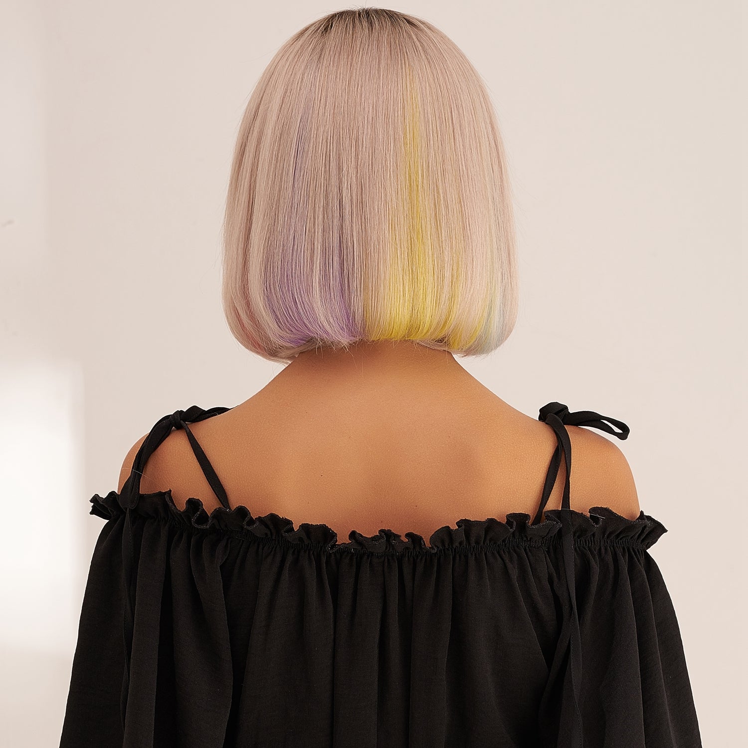 perruque courte arc en ciel cheveux naturels