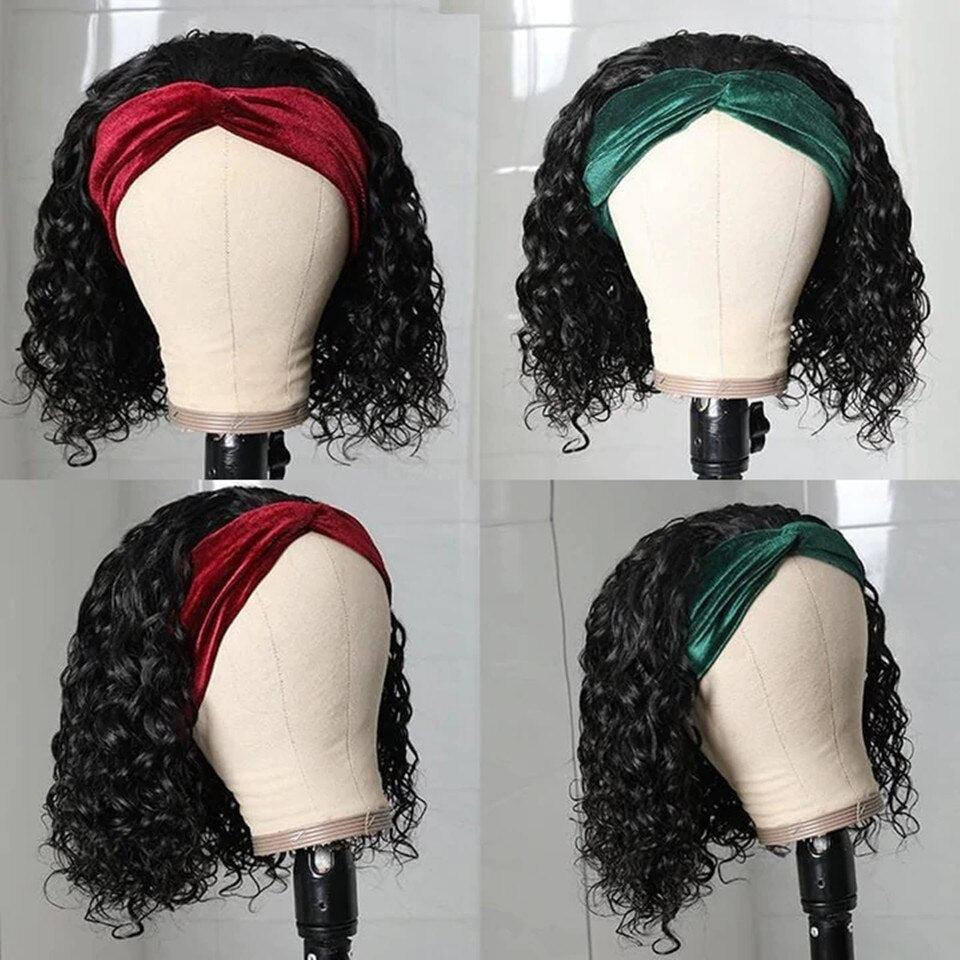 Perruque bouclée naturelle avec différente couleur bandeau