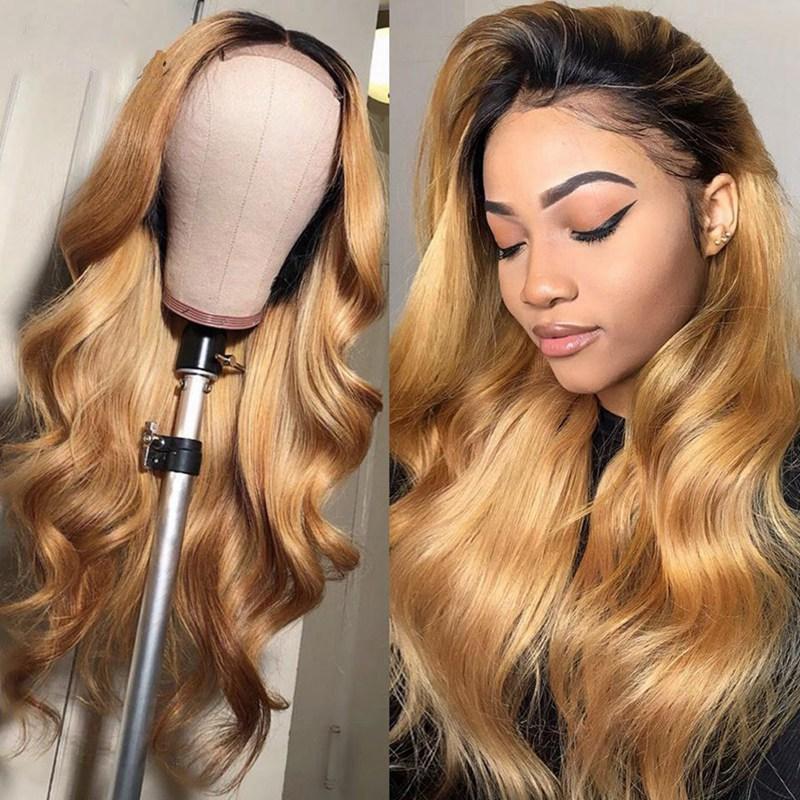 Perruque Synthétique Mi-longue Blonde Dorée - Style Naturel Raie Libre - Pour Femme, Bonnet Moyen