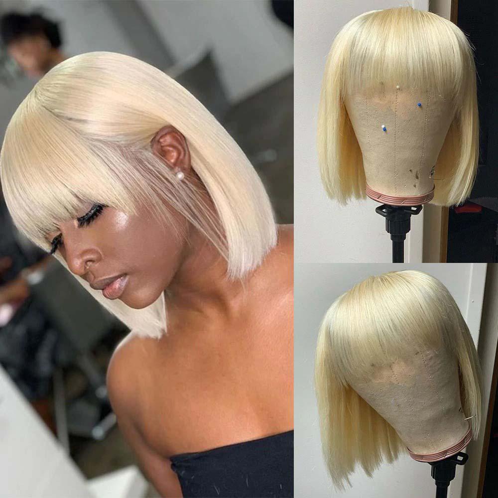 Perruque Femme 100% Cheveux Naturels Courte Blonde – Réf KRYSTIE 22, Bonnet Moyen, Raie Libre – Neuf Avec étiquettes
