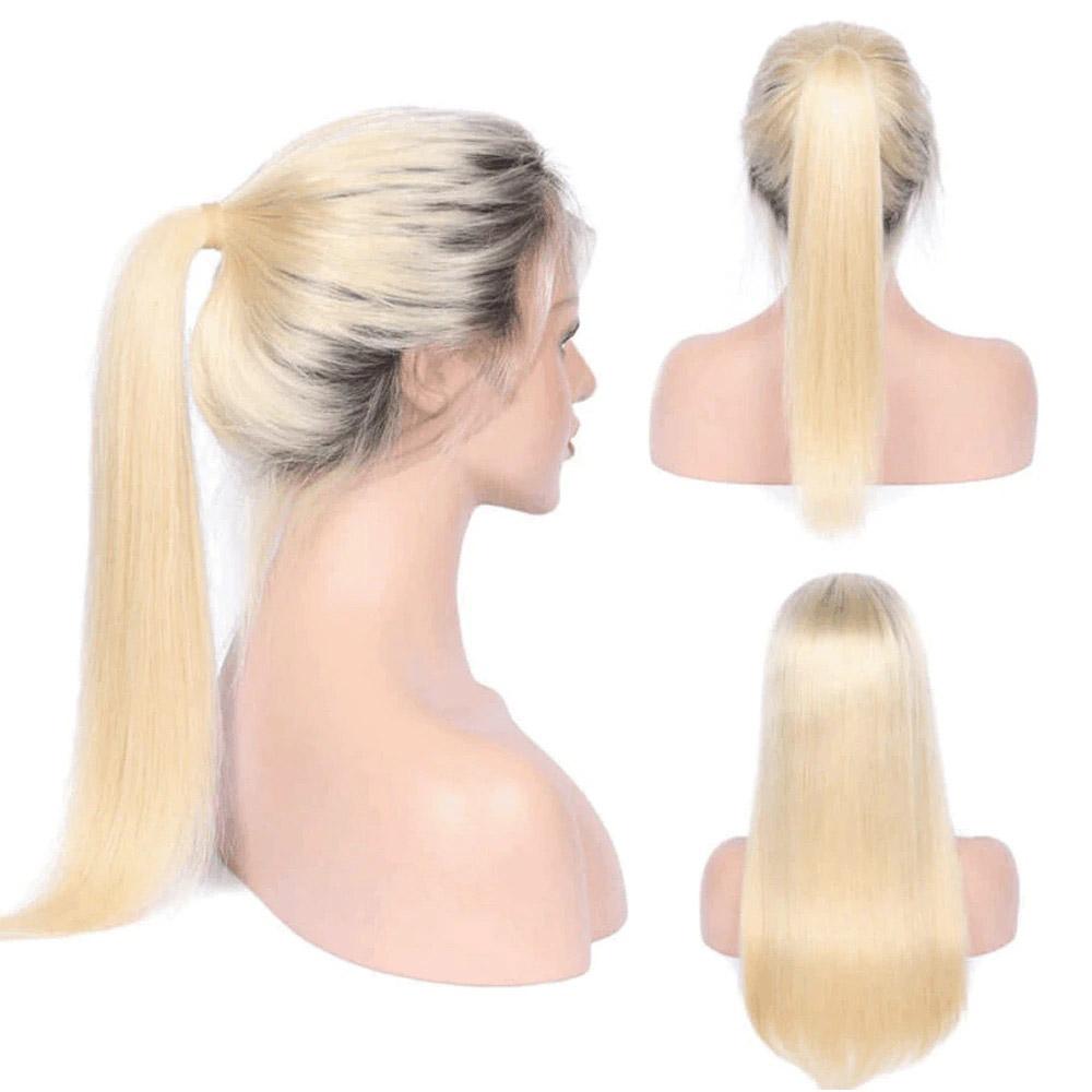 Perruque blonde racine noire naturelle