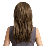 Perruque avec mèche miel en cheveux synthétiques Mi-long