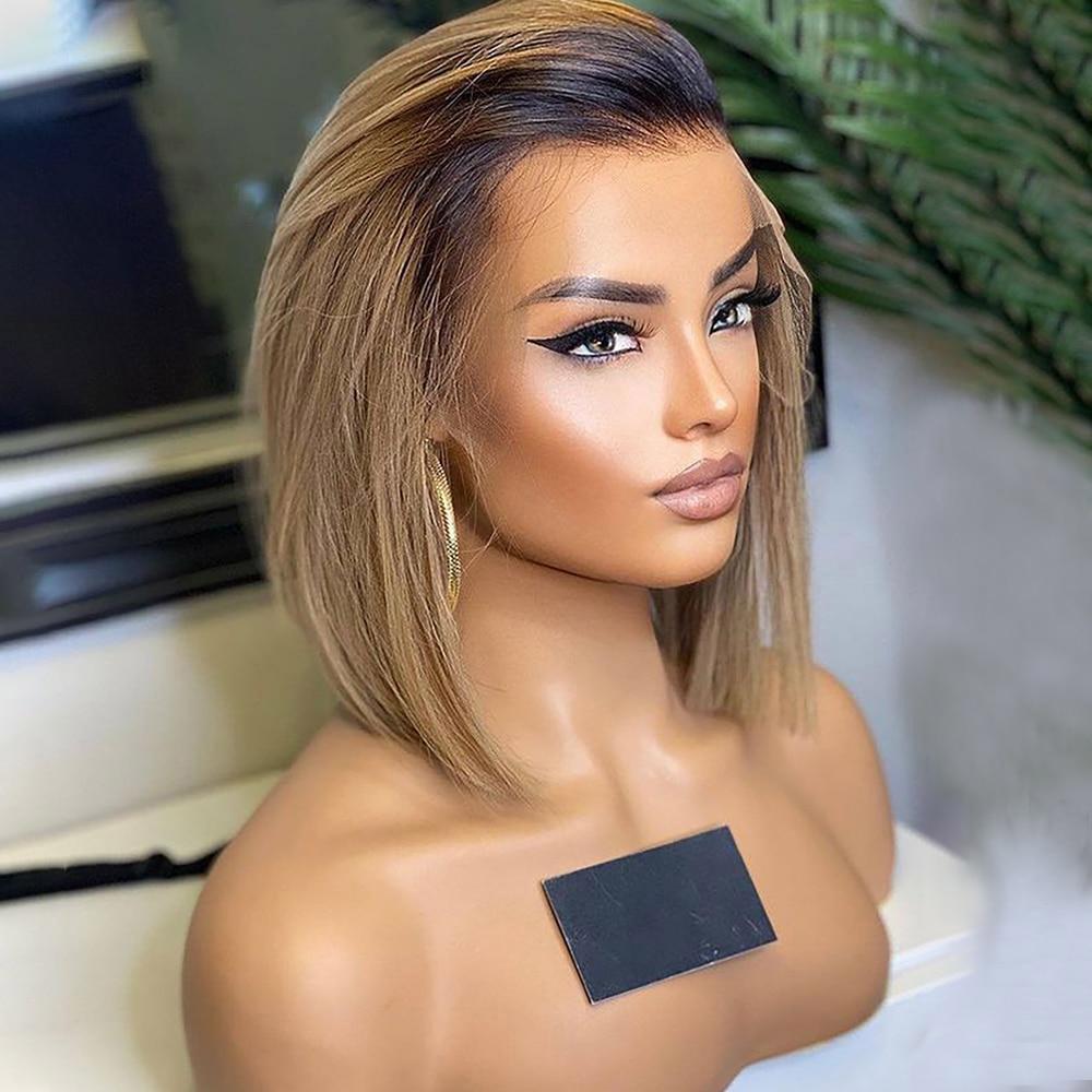 Perruque Femme Mi-longue Ninon - Châtain Cuivré Mèches Blond Clair - Synthétique