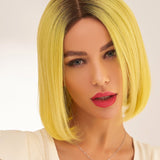 Perruque jaune courte en cheveux naturels