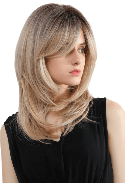 Perruque meches blondes longue
