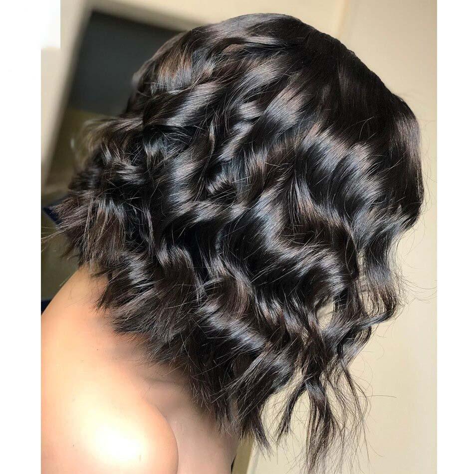 Perruque Mi-longue Noire GLADIS 1B - Synthétique, Raie Libre, Avec étiquettes