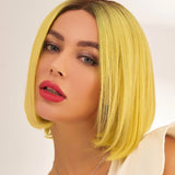 Perruque naturelle jaune courte