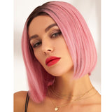prothèse capillaire courte rose naturelle