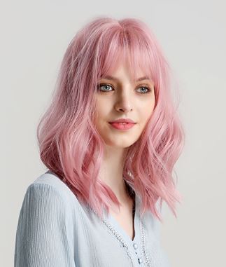 Perruque Rose Carré longue