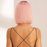 Perruque courte rose pale