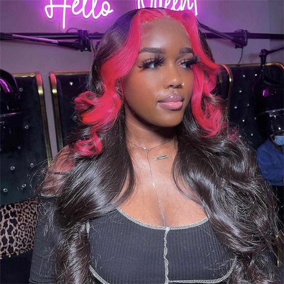 Perruque highlight noire et rouge
