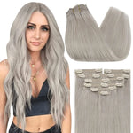 Extension cheveux gris clair naturels
