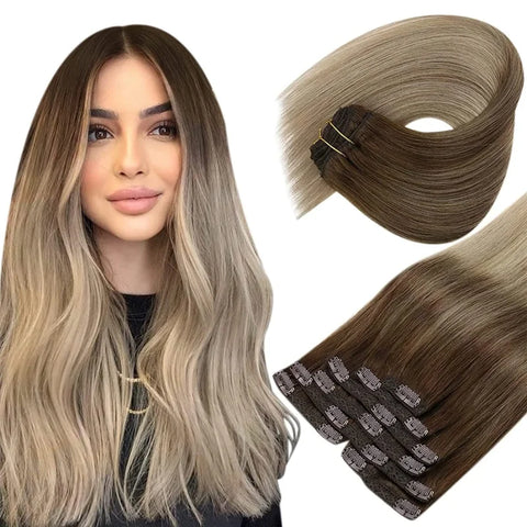 EXTENSION À CLIPS NATURELLE CENDRÉ AVEC RACINE