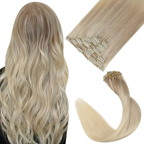 Extension cheveux blond très claire cendré doré