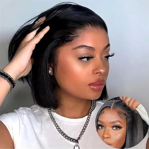 Perruque courte lisse sans colle