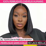 Perruque courte lisse sans colle