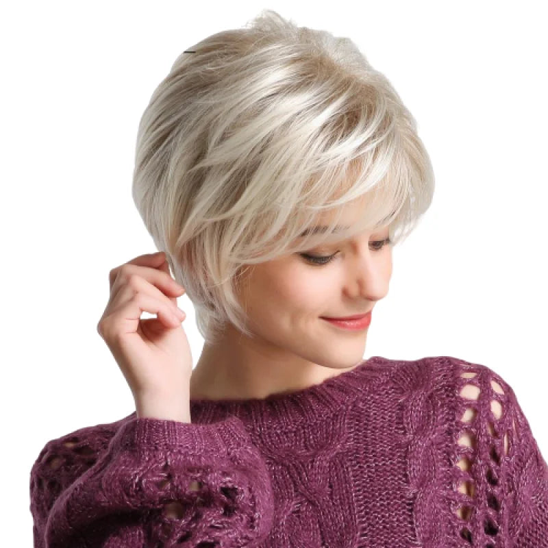 Perruque Blond polaire courte cheveux synthétiques