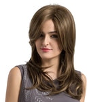 Perruque avec mèche miel en cheveux synthétiques