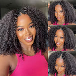 Perruque cheveux humains V-Part Kinky Curly, Sans colle
