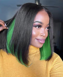 Perruque cheveux synthétiques vert-noir