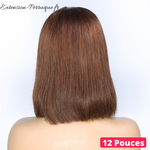 Perruque naturelle chocolat lisse 