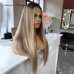 Perruque brésilienne blonde HD lace frontale 360 Highlight
