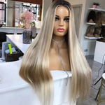 Perruque naturelle blonde en mèche humaine lace frontale 360 Highlight