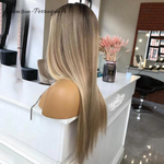 Perruque naturelle blonde HD lace frontale 360 Highlight