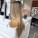 Perruque naturelle blonde HD lace frontale 360 Highlight