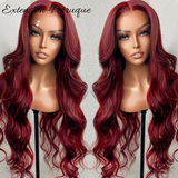 Perruque naturelle sans colle Rouge Bordeau