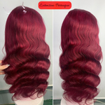 Perruque cheveux humains sans colle Rouge Bourgogne