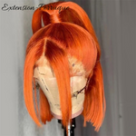 Perruque orange Bob Droite en Dentelle Transparente