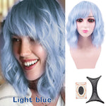 Perruque synthétique bleue claire