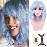 Perruque synthétique bleue claire