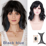Perruque synthétique blanc-bleu